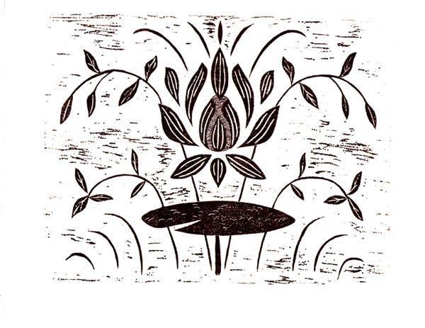Floating Lotus - Woodblock Print